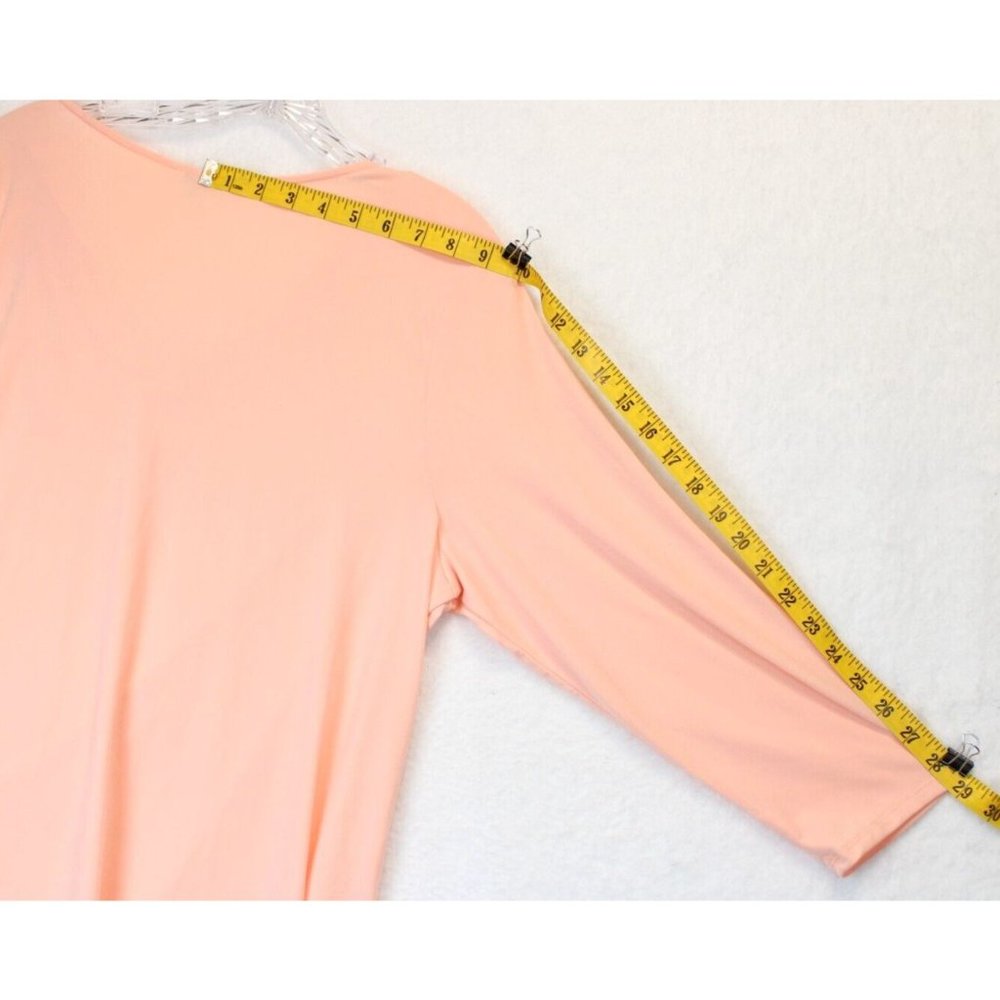 Cato Knit Top Women 14 / 16 Zipper Accent Jewel Neckline Peachy Pink Cottagecore - Picture 6 of 11